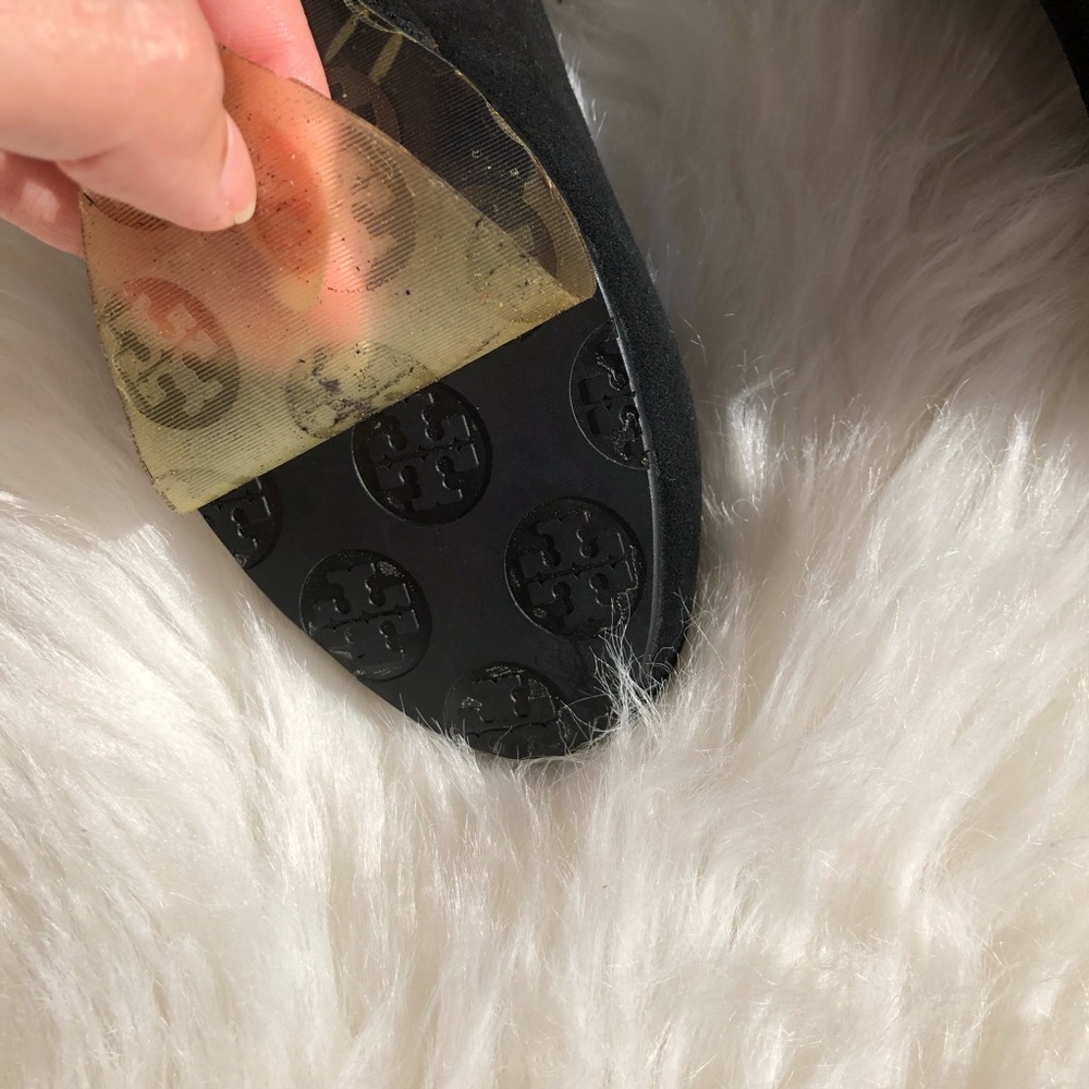 NEW Tory Burch Reva black leather wedge heels 5M - Picture 6 of 8